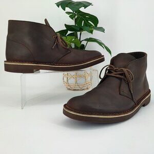Clarks Men's Bushacre 2 Brown Leather Chukka Lace Up Boot Size 10